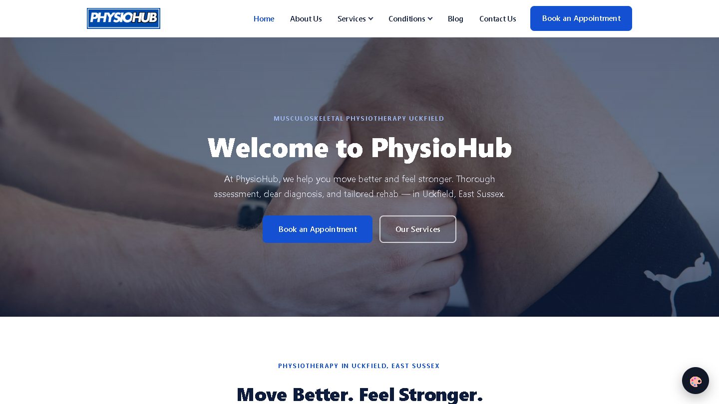 PhysioHub homepage — musculoskeletal physiotherapy in Uckfield, East Sussex