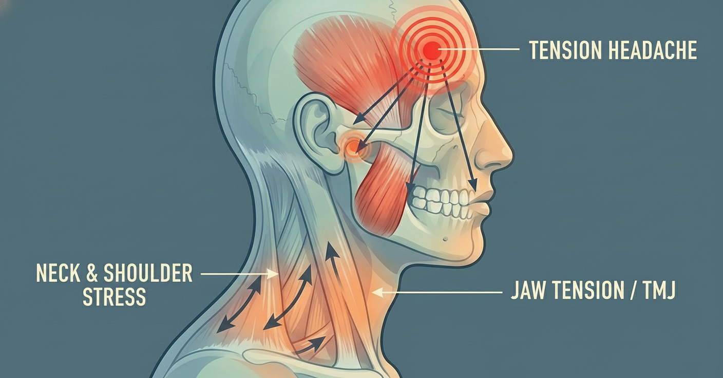 Neck tension headache illustration